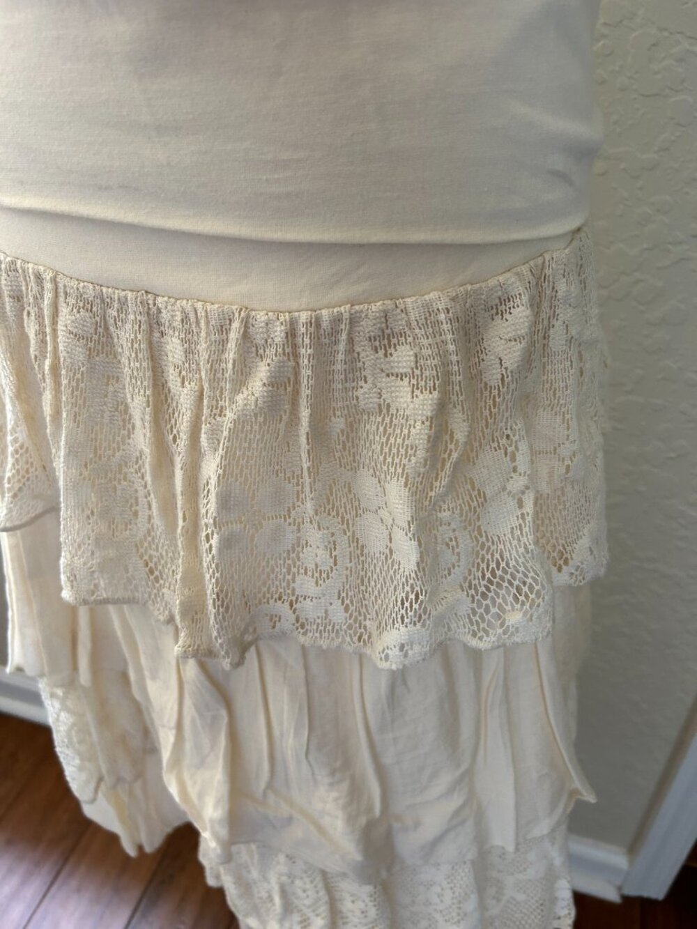 NDS Cream Cotton & Lace Tiered Convertible Dress/Skirt - Picture 3 of 6